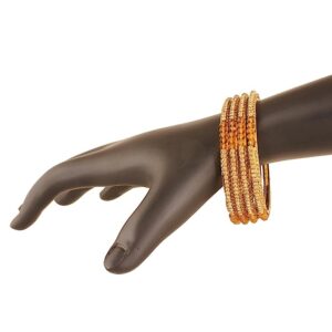 AccessHer 4 antique gold stone,yellow crystals bangles for women