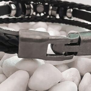 AccessHim Leatherite Layered Bracelet with Metal Buckle