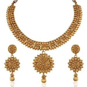 ACCESSHER Rajwadi Antique Gold Necklaceset and Earrings