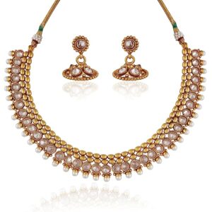 ACCESSHER Rajwadi Antique American Diamond Necklaceset and Earrings