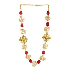 AccessHer Royal ruby, kundan and baroque pearls necklace for women