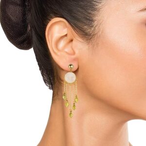 ACCESSHER Pom Pom beads Stones Used Lightweight Leaf earrings