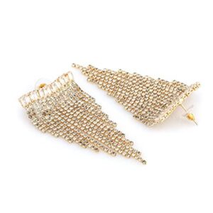 Accessher Statement Gold Toned Rhinestones Studded Tassel Earrings for women and girls