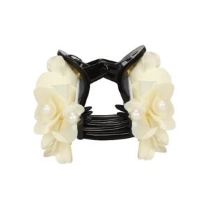 AccessHer Set of 3 Multicolour Large Hair Clutchers with Artificial Flowers & Pearls Hair Claw