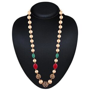 AccessHer Ethnic ruby emrald pearl mala necklace for women
