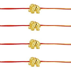 AccessHer Gold Color Acrylic Rakhi Pack of 4
