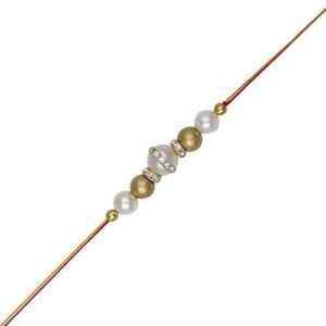 AccessHer Gold Color Pearls Rhinestone Rakhi Pack of 4
