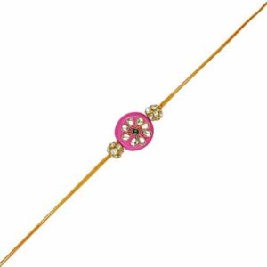 AccessHer Pink & Gold Color Bead Kundan Rakhi Pack of 10