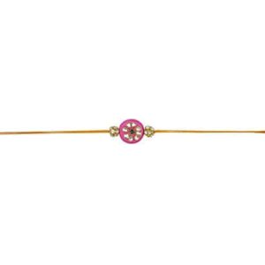 AccessHer Pink & Gold Color Bead Kundan Rakhi Pack of 4