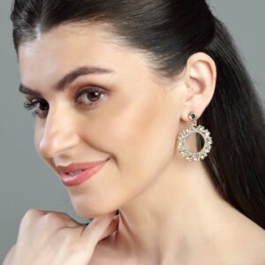 Gold Plated Sparkling Circular Earrings
