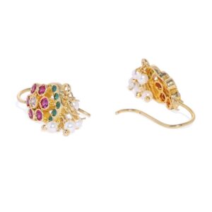 Gold-Plated & Green CZ Studded Classic Ear Cuff