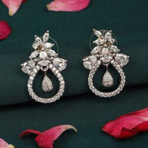 Silver Plated American Diamond Stud Earrings