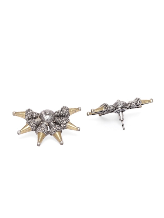 Tribal Inspired Antique Oxidised Stud Earrings front view
