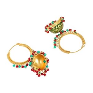 Gold Plated Multicolour Hoop Earrings for Women