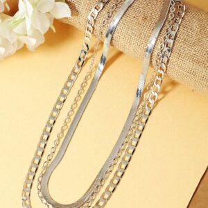 Silver -Toned Brass Silver -Plated Layered Chain