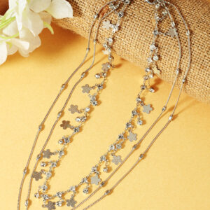 Silver-Plated Brass Layered Necklace