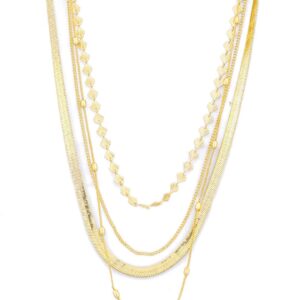 Gold-Toned & White Brass Gold-Plated Layered Chain
