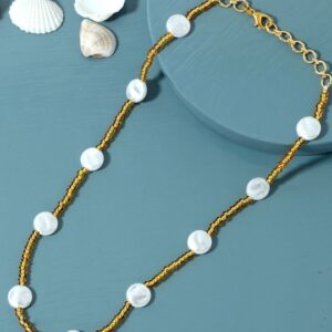 Gold-Toned & White Brass Gold-Plated Chain