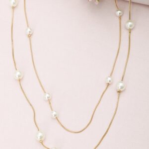Brass Gold-Plated Pearl Layered Chain