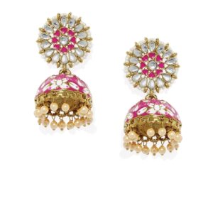 Statement Pink Enamel Jhumki Earrings