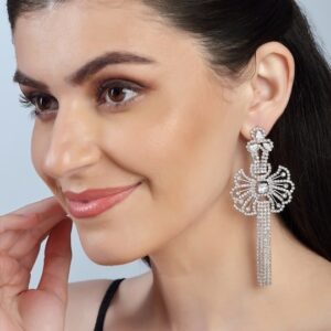 Silver Toned Contemporary Drop Earrings