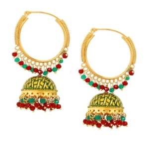 Gold Plated Multicolour Hoop Earrings for Women
