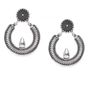 Oxidized Silver Chandbali Earrings