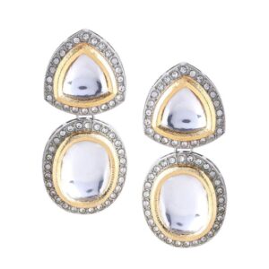 Silver Plated Geometric American Diamond Drop Earrings