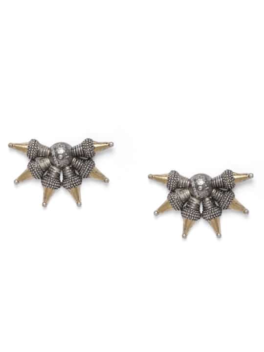 Tribal Inspired Antique Oxidised Stud Earrings front view