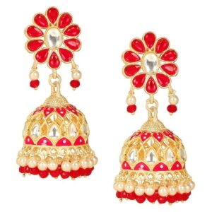 Gold Toned Floral Jhumkas Earrings