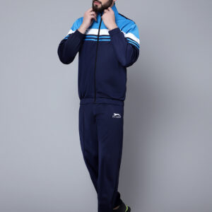Navy Cyan White Duo Strip Tracksuit TrenzPoly