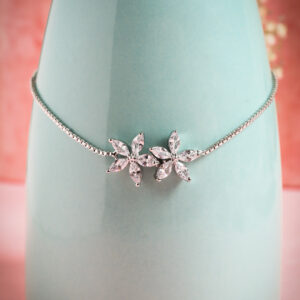 Minimal Silver Floral Bracelet