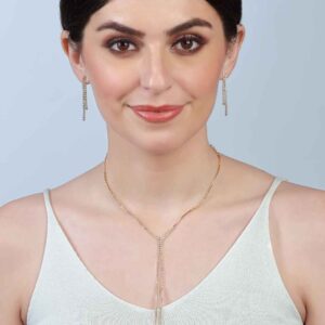 Gold Plated Sparkling Rhinestones Studded Delicate Chain Necklace Set