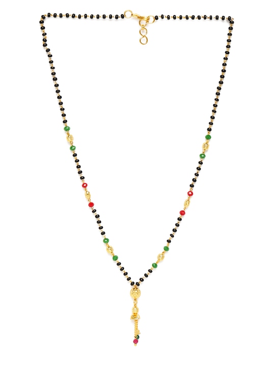 Black & Red Gold-Plated Beaded Mangalsutra
