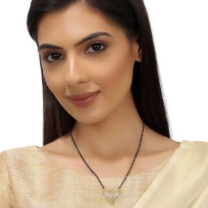 Gold-Plated Black Artificial Beaded Mangalsutra