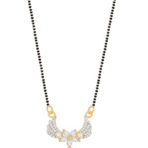 Gold-Plated Black Beaded White AD-Stone Studded Mangalsutra