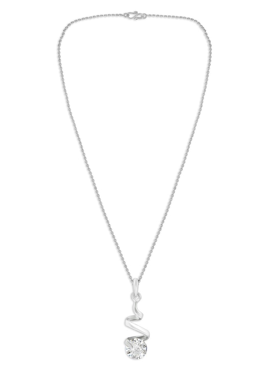 Silver-Toned & White Silver-Plated Chain with Pendant