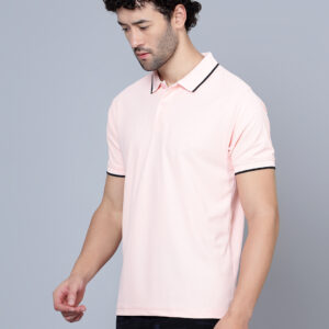 Peach Flat Collar Pique Knit Dual Tone T-Shirts