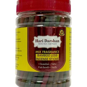 Hari Darshan Bamboo Less Incense Sticks Mix Fragrance – Chandan Tulsi Patchouli Oudh (100 Sticks, 25 of Each)