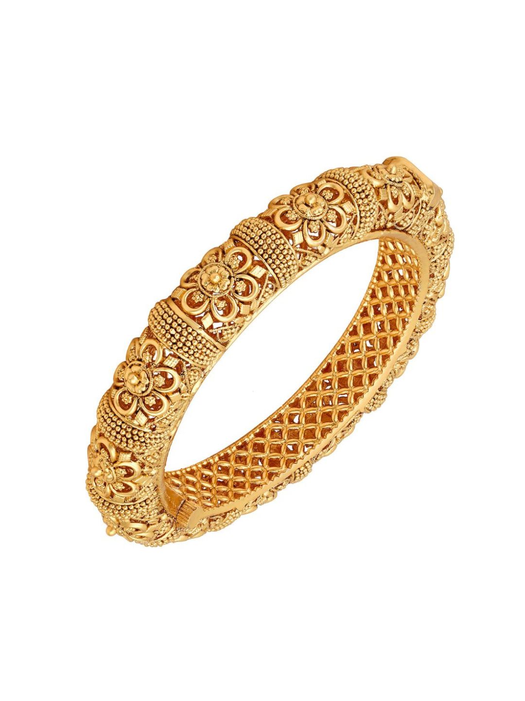 ACCESSHER Gold Plated Traditional and Ethnic Bangles Inspired Antique Finish Screw Closure Statement Kada/Bangles/Festive Bangles Set of 2 for Women and girls