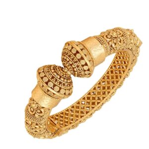 ACCESSHER Gold Plated Traditional Rajwadi Jewellery Inspired Ethnic Filigree Style Screw Closure Bangles/Kada/Festive Bangles for Women and Girls Set Of 2