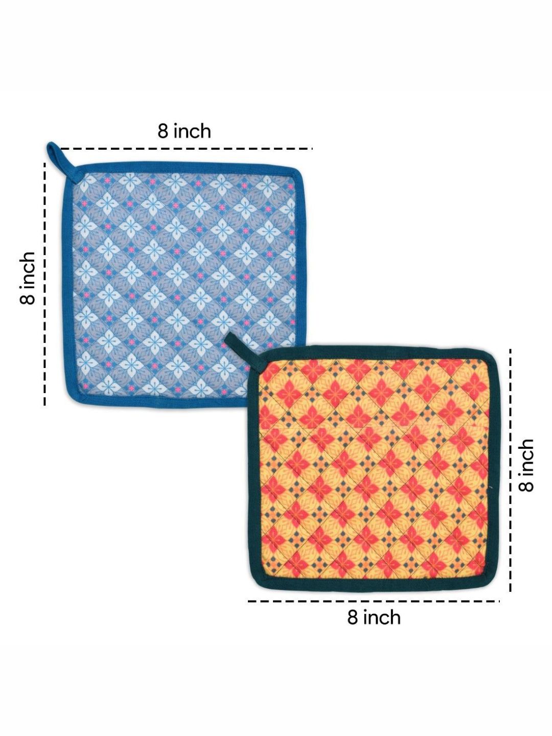 Indigifts Oven Microwave Pot Holders Set of 2| 8 x 8 Inch| Kitchen Cooking & Baking – Heat Resistant| Thick & Safe| Protection of Hands from Hot Utensils| Grill | Fabric- Cotton Duck | Poly Matty
