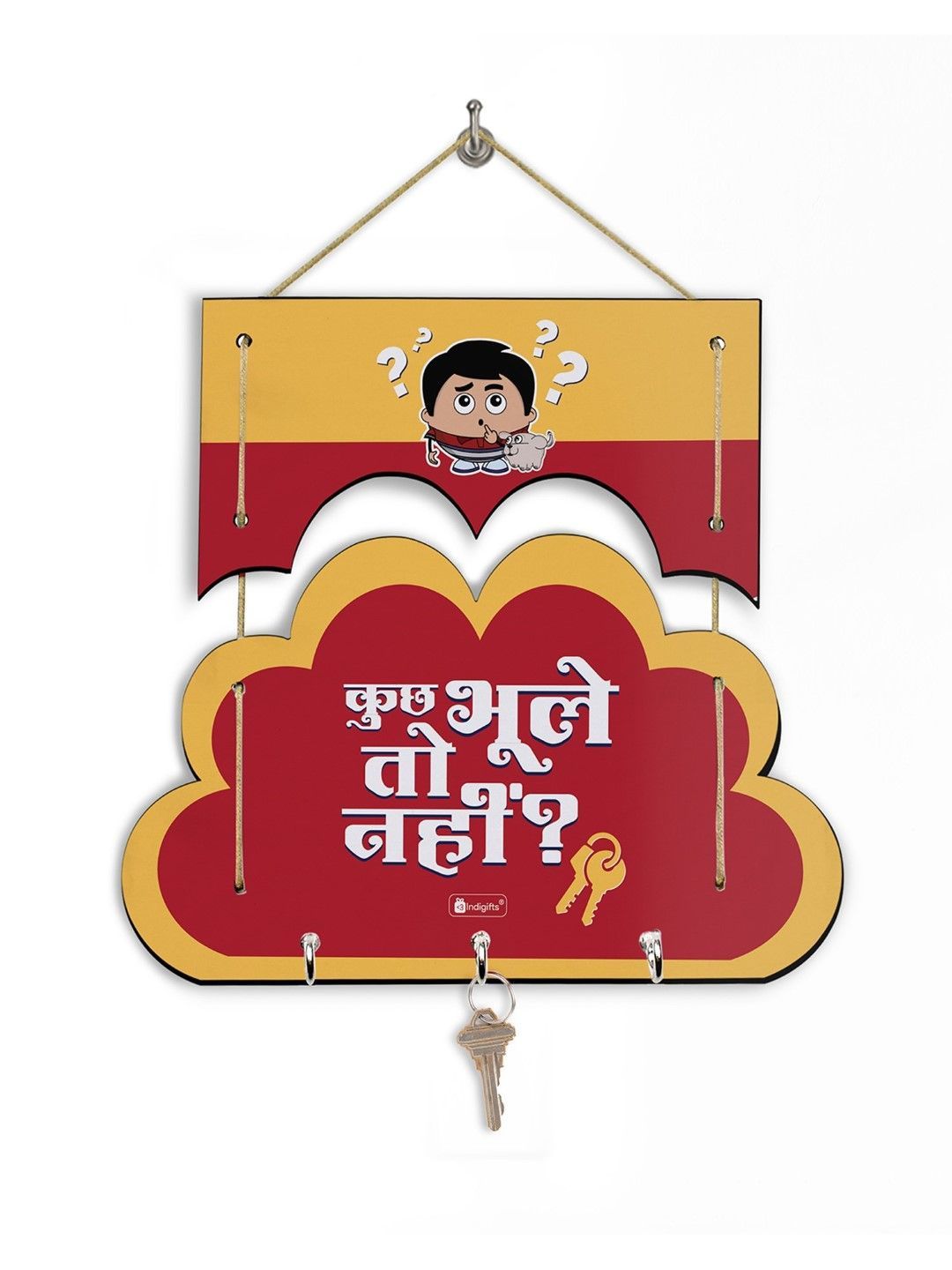 Indigift Gift Hamper for Decoration Cloud Design Decorative Wooden Wall Hanging and Shubh Labh Door Hanging Shubh Labh Wall Hanging Unique Shubh Labh Wall Decor Hanging Cloud Shape Wall Hanging