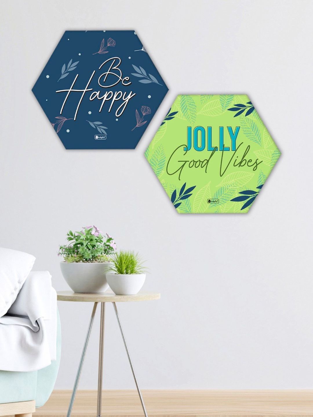 Indigifts Diwali Decoration for Home Hexagon Wall Decor Poster Frame- Set of 2, Frames for Wall Hanging, Wall Frames Quotes, Hexagone Frames Wall, Wall Frames for Office, Hexagone Frames for Craft