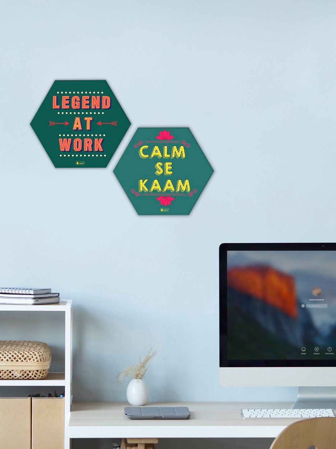 Indigifts Hexagon Poster Frame Set Legend at Work Quotes Printed Poster Frame, Room D?cor, Room Decoration Items, Home Decorative Gift Item, Decor Items for Living Room, Bedroom, Kitchen Corner