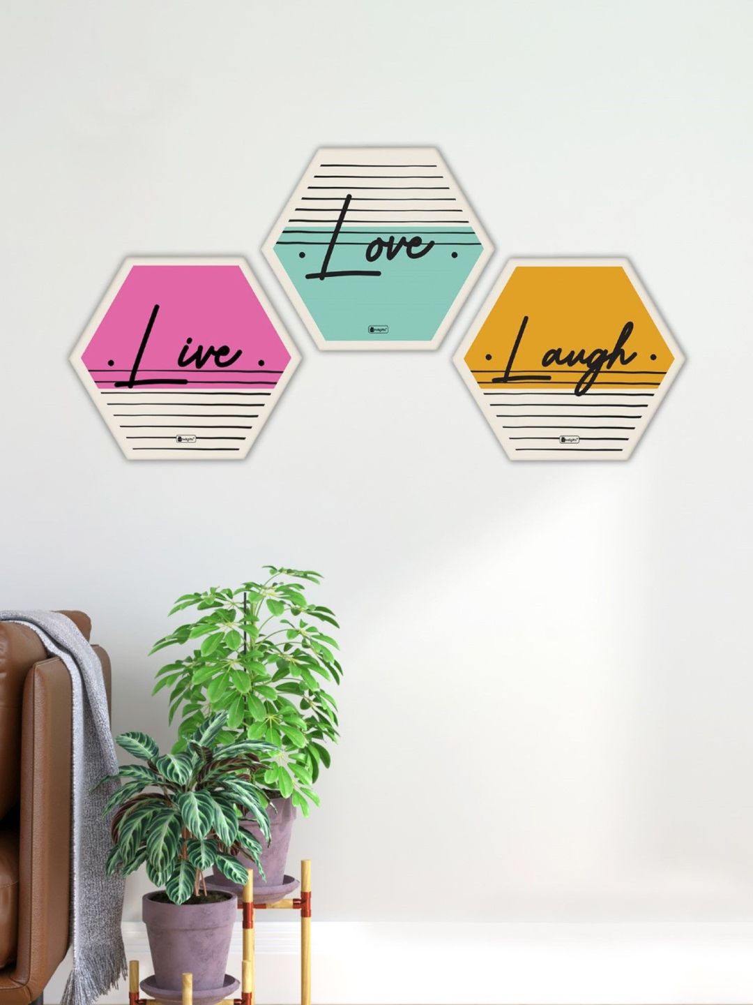 ndigifts Diwali Decoration for Home Hexagon Wall Decor Poster Frame- Set of 3, Wall Decoration Items for Frame, Wall Decoration Items for Frame, Poster Frames For Wall, Hexagone Frames Wall
