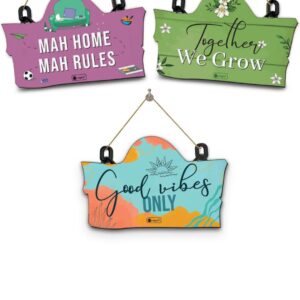Indigifts Wall Hanging For Home Wooden Mini Wall Hanging Board Set Of 3- Wall Hanging Decorative Items| Mini Wall Hanging D?cor| Garden Wall Hanging| Good Vibe Wall Hanging| Wall Decor for Living Room