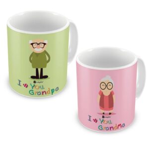 Indigifts I Love You Grandma Grandpa Coffee Mug Set of 2 | Printed Ceramic Coffee Mug 325 ml | 3 Layer Safe Packaging | MATERIAL: White Ceramic| High Quality Digital Printing| Premium Quality