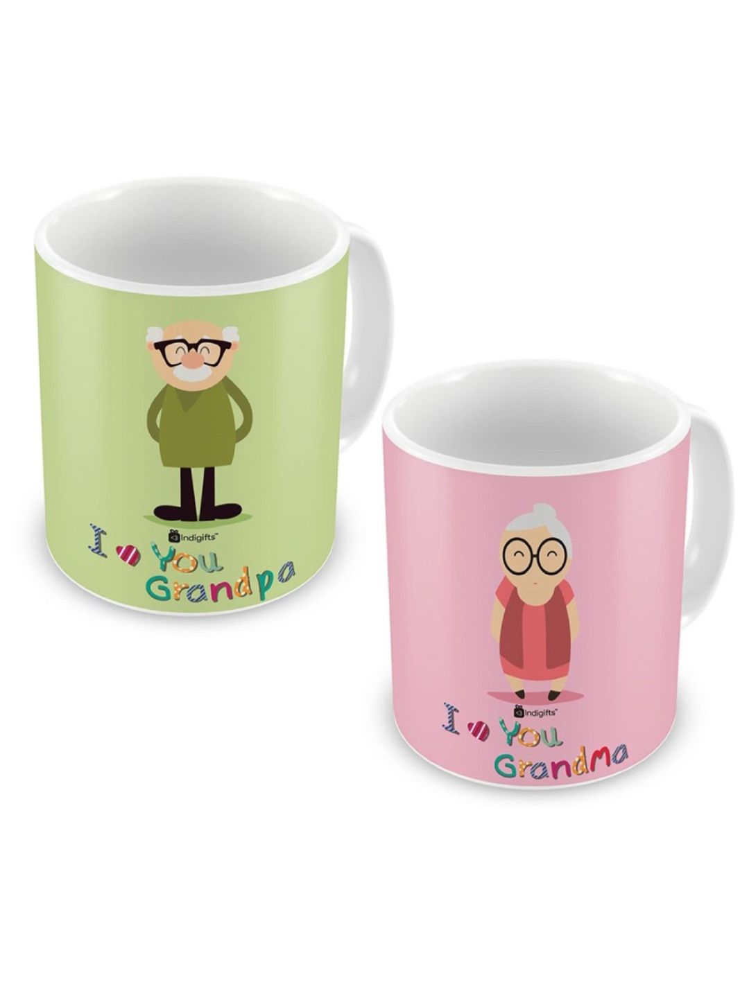 Placeholder Indigifts I Love You Grandma Grandpa Coffee Mug Set of 2 | Printed Ceramic Coffee Mug 325 ml | 3 Layer Safe Packaging | MATERIAL: White Ceramic| High Quality Digital Printing| Premium Quality