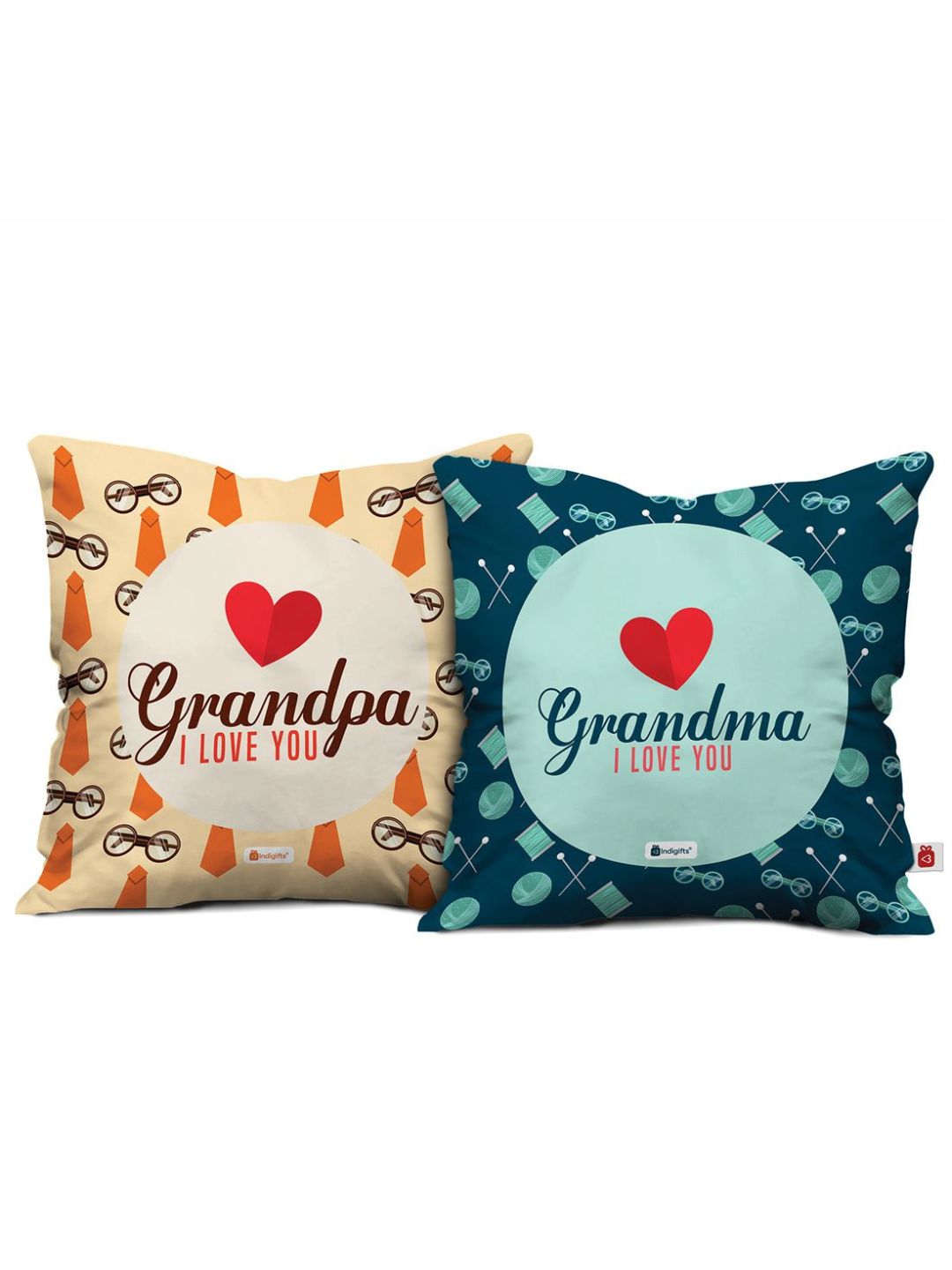 Indigifts Grandpa Grandma Cushions with Filler, 12×12 inches, Multicolour, Set of 2, Polycotton|Home Decor| Gift for Grand Parents | Gift for Parents | Gift for Dada Dadi|Gift for Grandparents Day